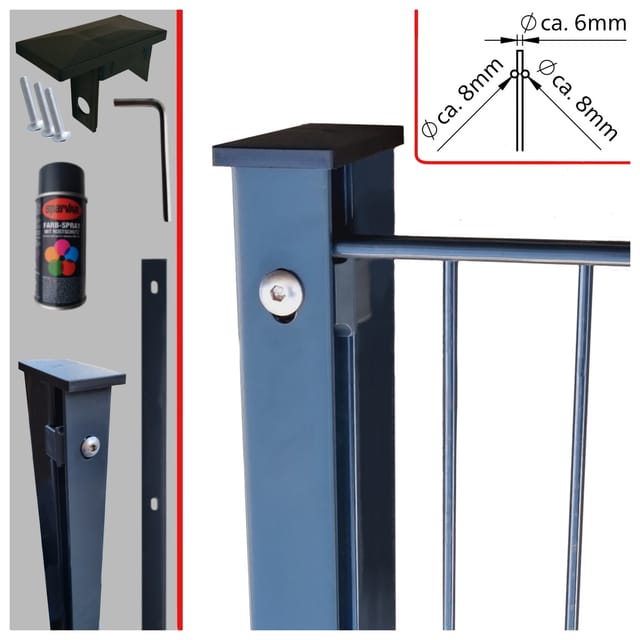Fa-Bausysteme Doppelstabzaun Anthrazit 8-6-8 Leiste 1230 mm 7,5 m