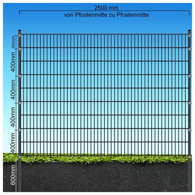 Fa-Bausysteme Doppelstabzaun Anthrazit 8-6-8 Plättchen 1830 mm 47,5 m