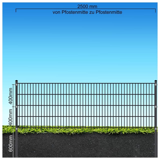 Fa-Bausysteme Doppelstabzaun Anthrazit 8-6-8 Plättchen 830 mm 30 m