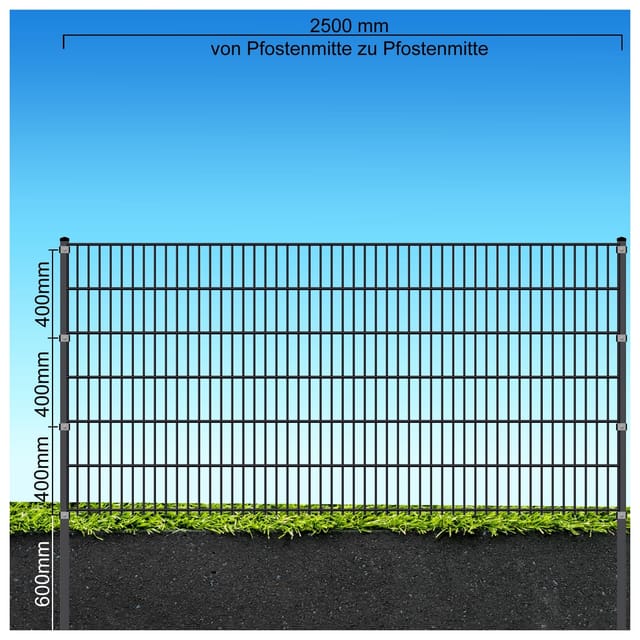 Fa-Bausysteme Doppelstabzaun Anthrazit 8-6-8 Plättchen 1230 mm 30 m