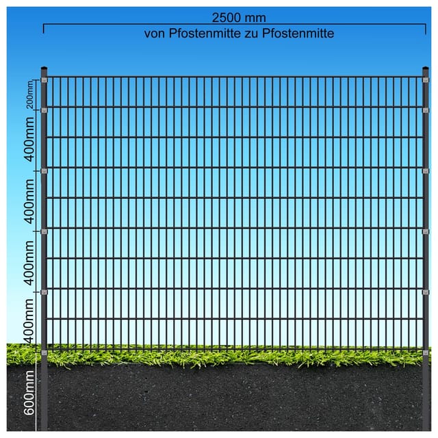 Fa-Bausysteme Doppelstabzaun Anthrazit 8-6-8 Plättchen 1830 mm 30 m
