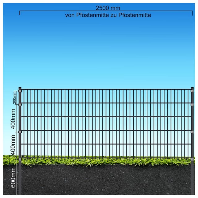 Fa-Bausysteme Doppelstabzaun Anthrazit 8-6-8 Plättchen 1030 mm 35 m
