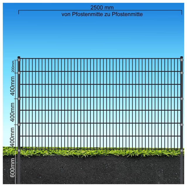 Fa-Bausysteme Doppelstabzaun Anthrazit 8-6-8 Plättchen 1430 mm 42,5 m