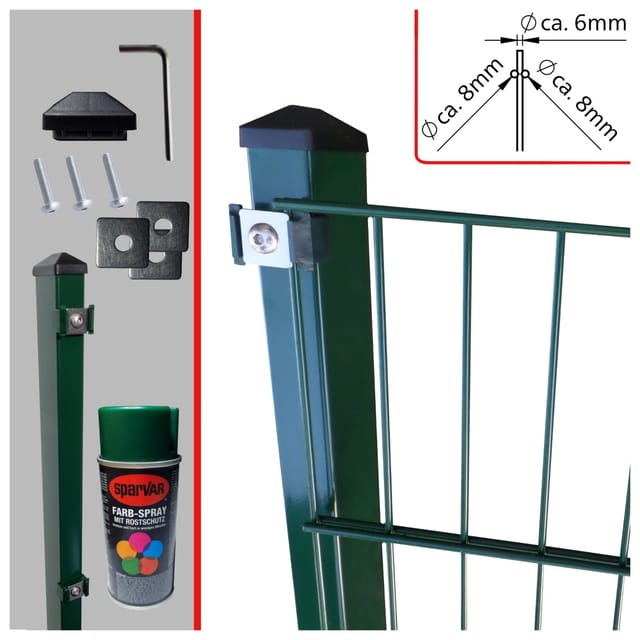 Fa-Bausysteme Doppelstabzaun Moosgrün 8-6-8 Plättchen 1030 mm 40 m
