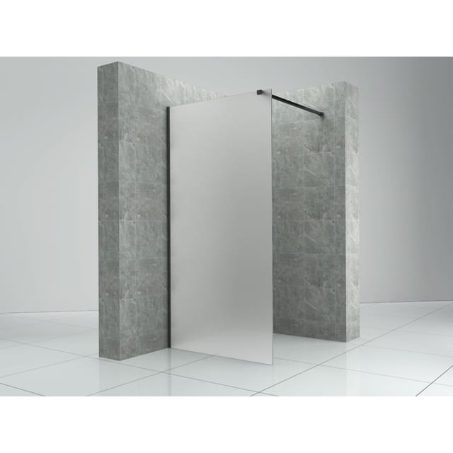 Fa-Bausysteme Walk-In Glasdusche Milchglas Halterung: Schwarz 1100 mm