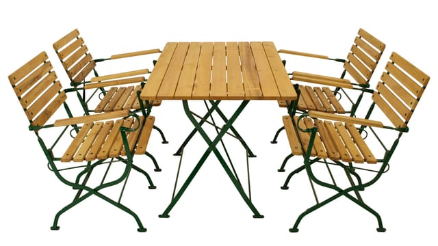 Degamo - Klappgarnitur Passau 5-teilig, Flachstahl Grün + Robinie, Klappbar