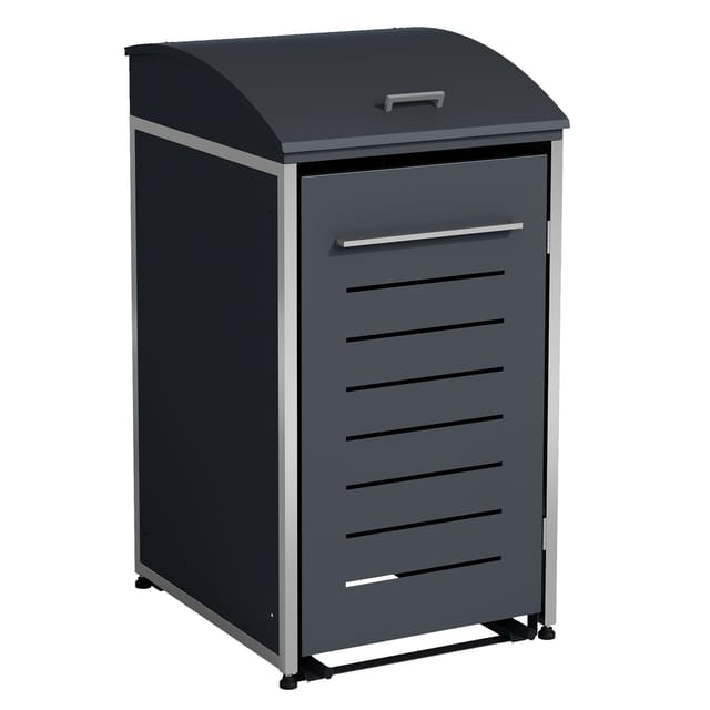 DEGAMO Mülltonnenbox KIEL 72x83x136cm für Tonnen 120 und 240 Liter, Stahl anthrazit + Edelstahl
