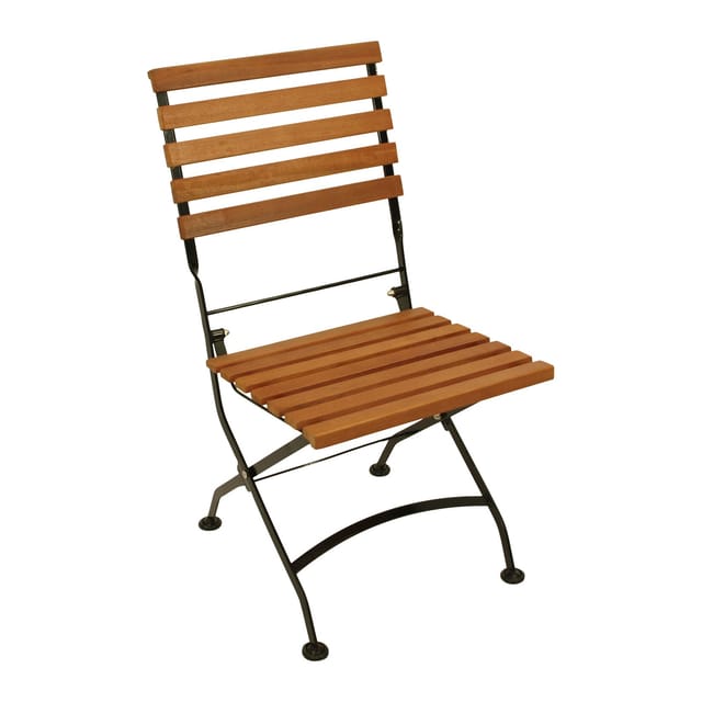 DEGAMO Klappstuhl HOFGARTEN, Flachstahl schwarz + Eukalyptus geölt, 2 Stück, FSC®-zertifiziert