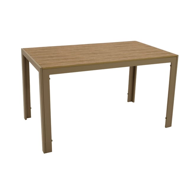 DEGAMO Tisch SORANO 125x70cm, Alu champagner + Kunstholz braun