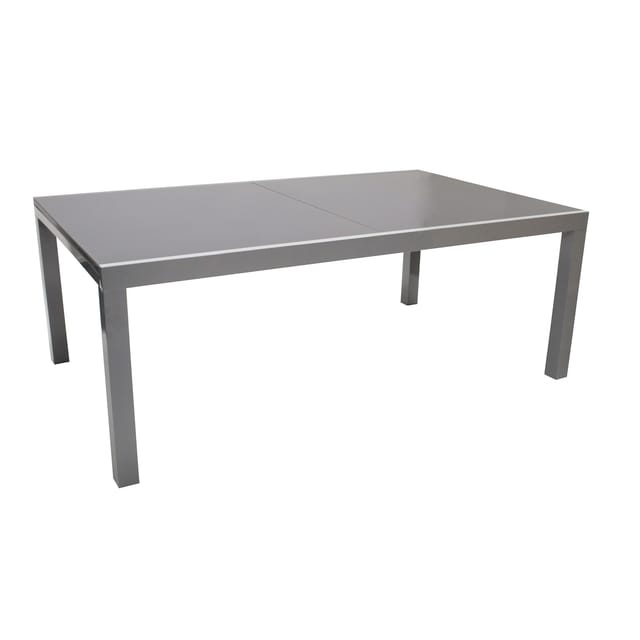 DEGAMO Garnitur MARINA 9-teilig, Aluminium silbergrau + Glas + Kunstgewebe schwarz