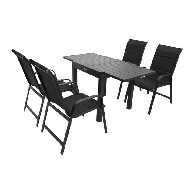 DEGAMO Garnitur ALCUDIA 5-teilig, Aluminium anthrazit + Kunstgewebe schwarz