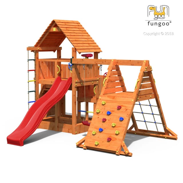 FUNGOO Spielturm Klettergerüst BIG LEADER SPIDER RED