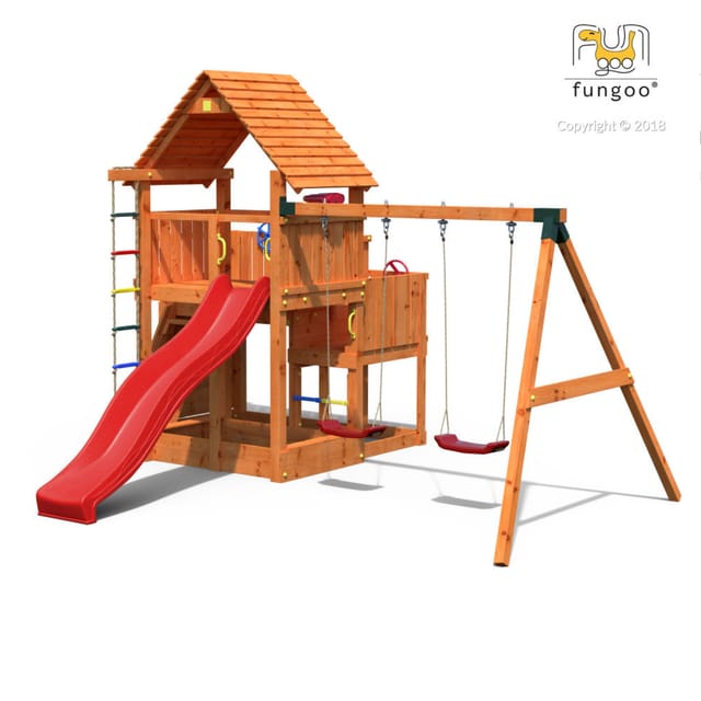 FUNGOO Spielturm Klettergerüst BIG LEADER MOVE RED