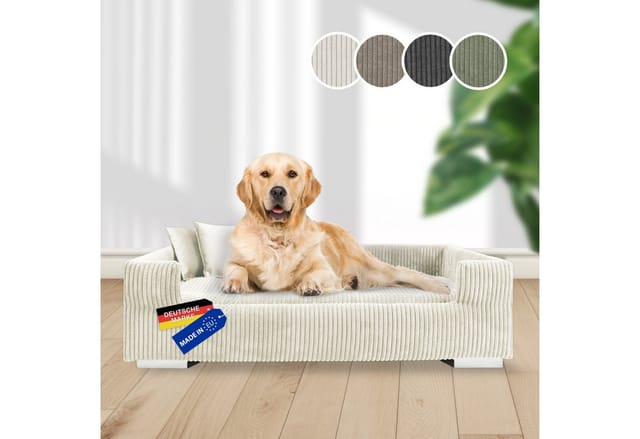 Rohrschneider Hundesofa gepolstert Cord breit beige