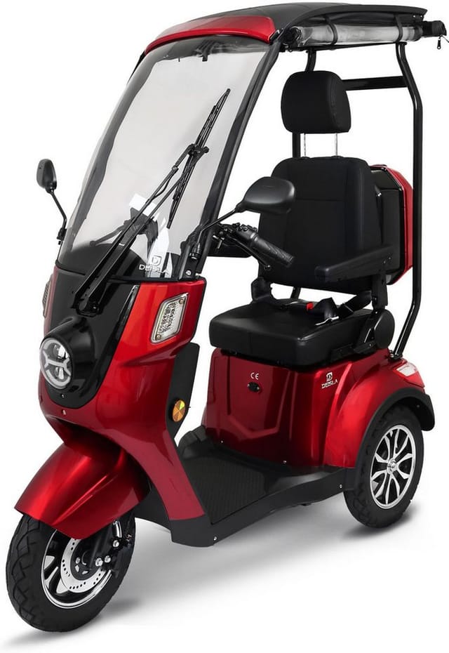 Deisla, Dreirad, DS3-15 Lithium, Rot, mit Dach, Windschutzscheibe, 60V-30Ah, 1000 Watt