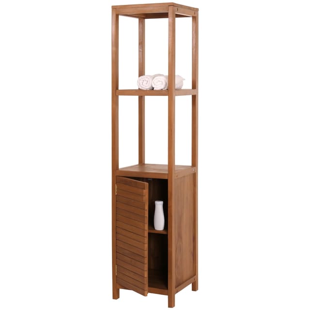 Teak-Regal MCW-M84, Badschrank Badregal Badezimmer, hochwertiges B-Grade-Teak (Kernholz, 20-30 Jahre), 180x40cm
