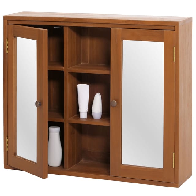Teak-Spiegelschrank MCW-M85, Badspiegelschrank, hochwertiges B-Grade-Teak (Kernholz, 20-30 Jahre), 70x80x20cm