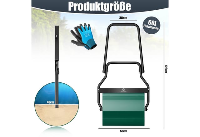 KESSER® Rasenwalze Metall mit Handschuhen Handwalze Rasenroller Gartenwalze Ackerwalze Walze befüllbar mit Wasser oder Sand