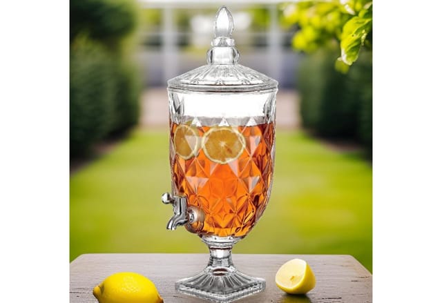 Getränkespender 5L aus Glas mit Deckel & Zapfhahn