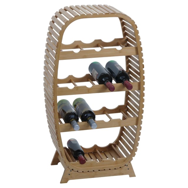 Bambus Weinregal MCW-N85, Weinständer Flaschenregal für 14 Flaschen, MVG-zertifiziert 85x46x25cm