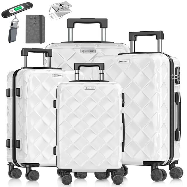 KESSER® Reisekoffer Set 4-teilig Kofferset ABS Hartschalenkoffer mit Zahlenschloss, Kofferwaage & Reisebrieftasche 360° Rollen Handgepäck & große Koffer für Business & Reise Trolley