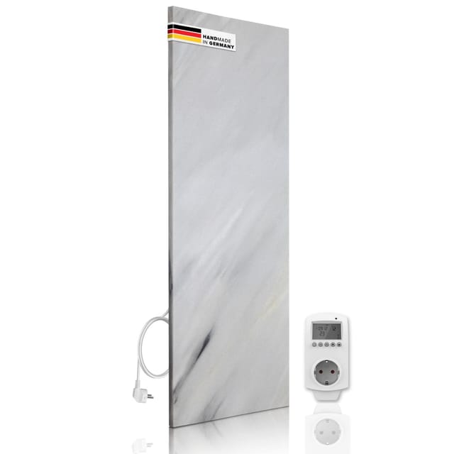 Marwona Naturstein Infrarotheizung 800 Watt mit WIFI Smart Home Thermostat I Energiesparende Infrarot Wandheizung I 5 Jahre Garantie I Made in Germany I Bianco