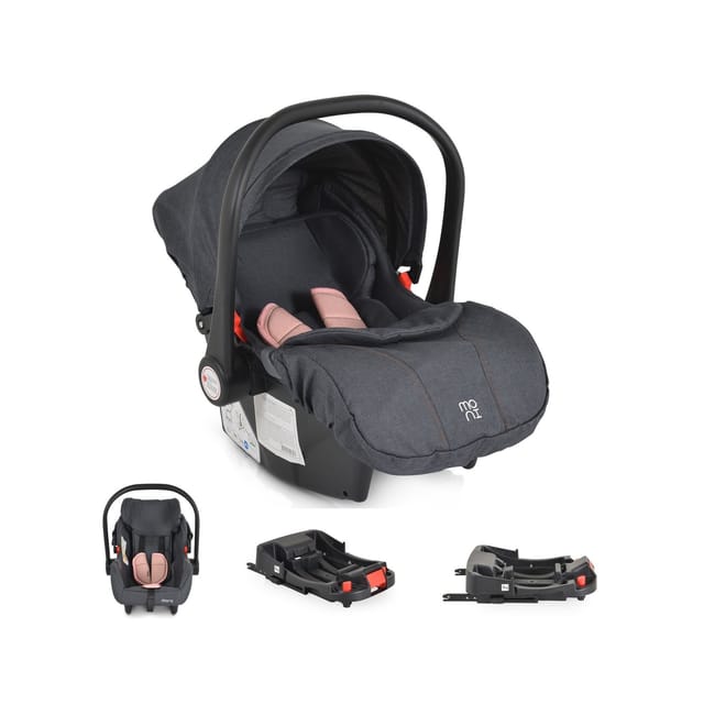 Moni Babyschale Trio Set mit Isofixbasis Royal, i-Size (40 - 87cm) Adapter rosa