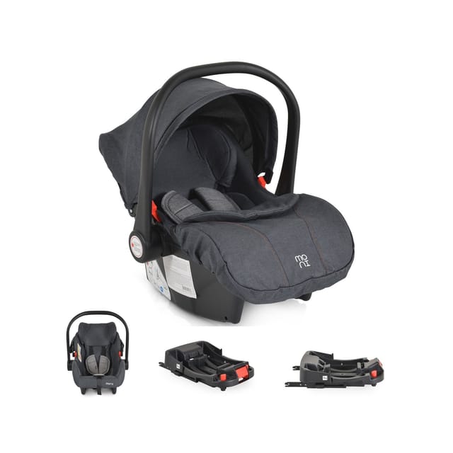 Moni Babyschale Trio Set mit Isofixbasis Royal, i-Size (40 - 87cm) Adapter grau