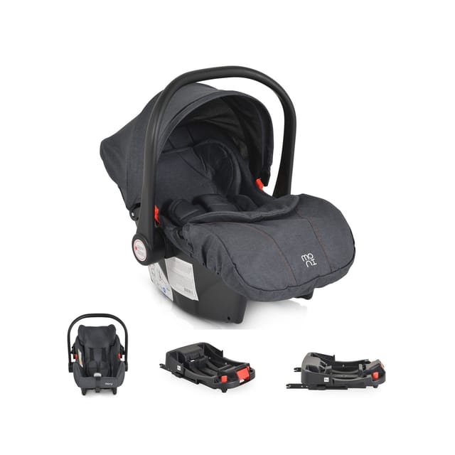 Moni Babyschale Trio Set mit Isofixbasis Royal, i-Size (40 - 87cm) Adapter schwarz