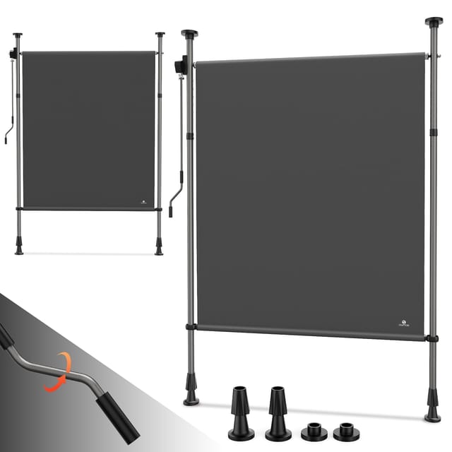 Strattore Ausziehbare Klemmmarkise / Senkrechtmarkise höhenverstellbar 150 x 310 cm - Anthrazit