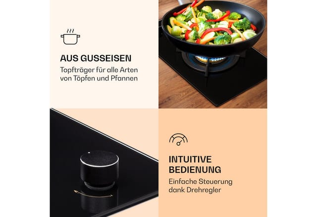 Goldflame Gaskochfeld 1 Wokbrenner Glaskeramik 1