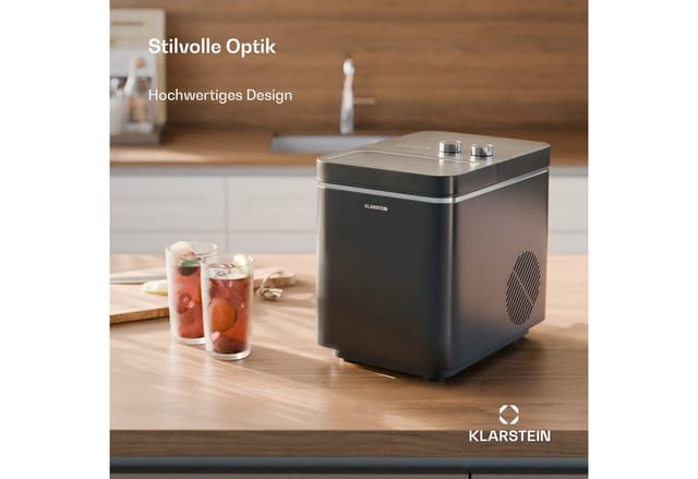 IceCraft Eismaschine 2 Modi 1,3 Liter Kaltwasser automatische Reinigung 12kg/24h Schwarz