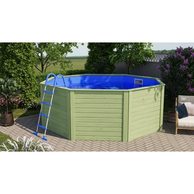 Pool Evolution Ø 347 cm aus 38 mm kesseldruckimprägnierten Blockbohlen
