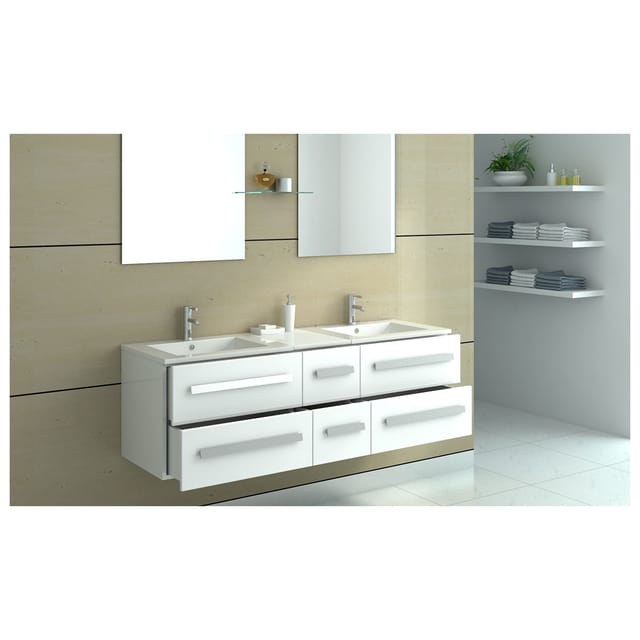 Jet-Line Badmöbel Badset 2-Personen Zürich weiß inkl. Spiegel Unterschrank Waschbecken Set