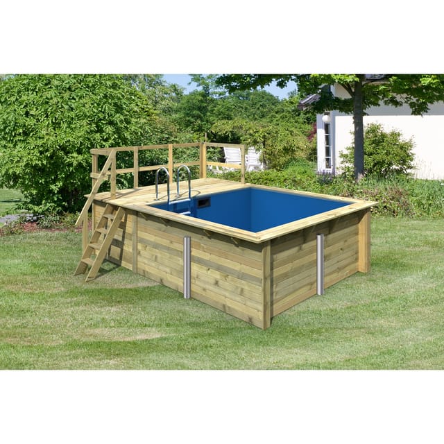 Karibu Holzpool Nemo mit Sonnenterrasse und Poolset