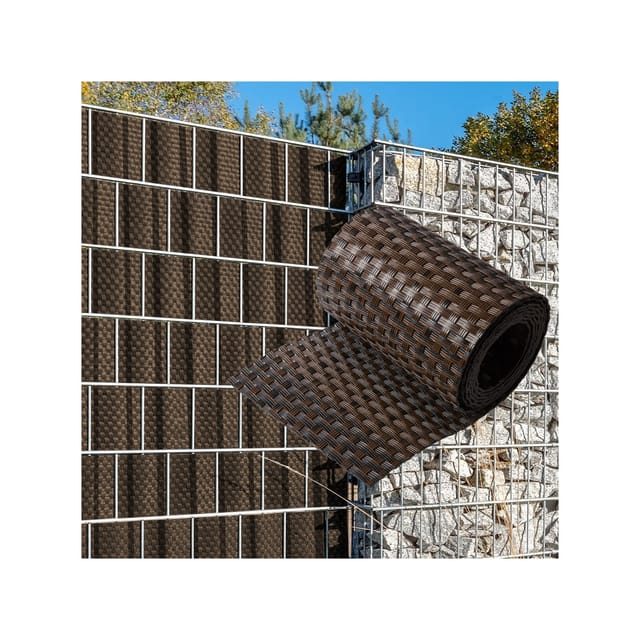 NYVI Polyrattan Sichtschutzstreifen Privafence 255 x 19 cm - Sichtschutz für Doppelstabmatten Zaun Anzahl:6;Farbe:Braun und Schwarz