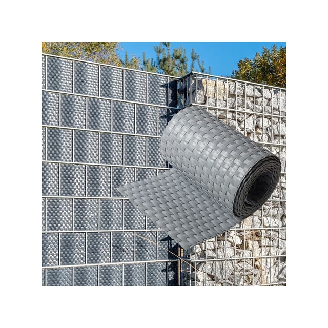 NYVI Polyrattan Sichtschutzstreifen Privafence 255 x 19 cm - Sichtschutz für Doppelstabmatten Zaun Farbe:Hellgrau;Anzahl:6