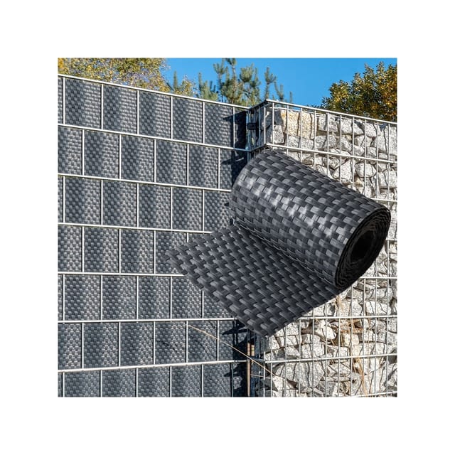 NYVI Polyrattan Sichtschutzstreifen Privafence 255 x 19 cm - Sichtschutz für Doppelstabmatten Zaun Farbe:Anthrazit;Anzahl:6
