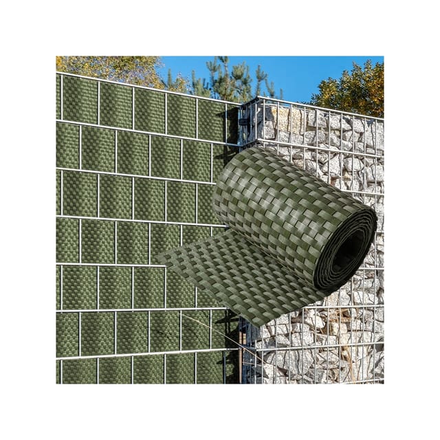 NYVI Polyrattan Sichtschutzstreifen Privafence 255 x 19 cm - Sichtschutz für Doppelstabmatten Zaun Farbe:Grün;Anzahl:6