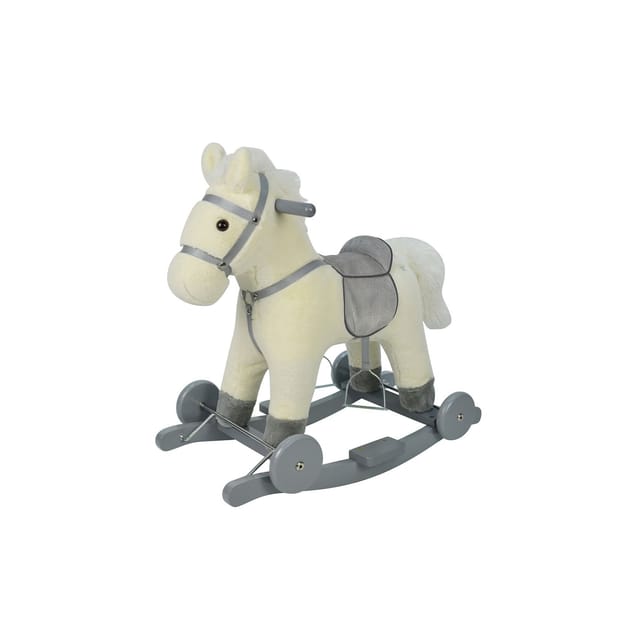 Chipolino Schaukelpferd Sound, mit Räder, sattelförmiger Sitz, Holzgriffe Plüsch beige