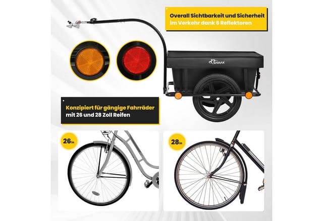 SAMAX Lastenanhänger / Fahrradanhänger 90 Liter / 80 Kg mit Kupplung - Mountain