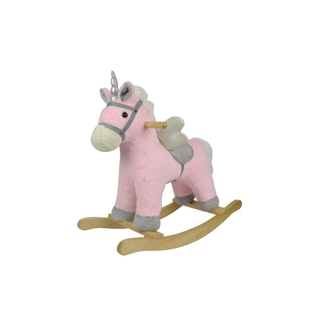 Chipolino Schaukeltier Einhorn Sound, weiches Plüsch, ab 18 Monaten, Haltegriffe rosa