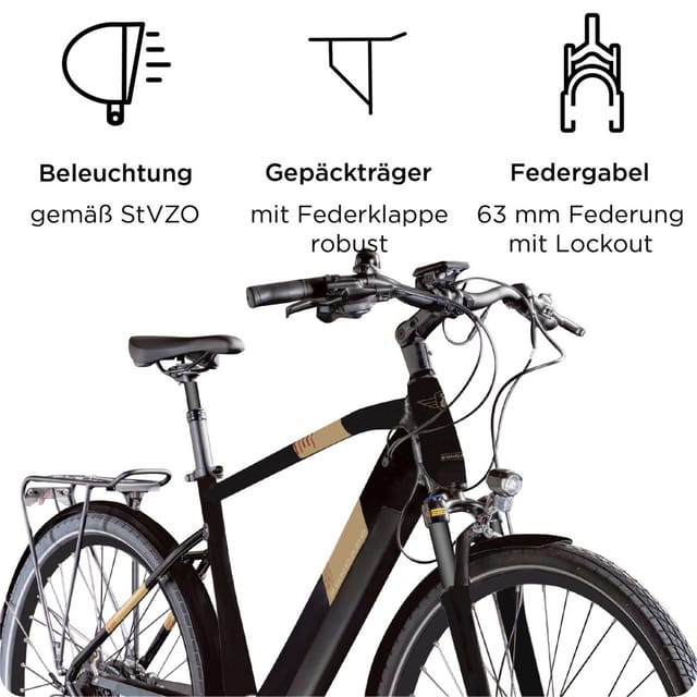 Zündapp Z810 E Bike Trekkingrad 28 Zoll schwarz/gold 52 cm