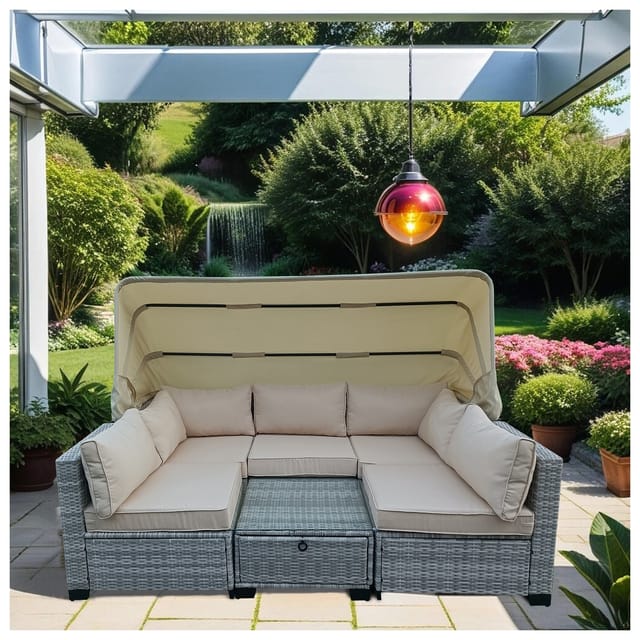 HTI-Living Loungemöbel Grau/Beige 6-teiliges Set