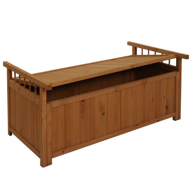 Aufbewahrungstruhe MCW-O13, Gartentruhe Auflagenbox Truhe, Tanne Holz MVG 53x108x60cm ~ natur