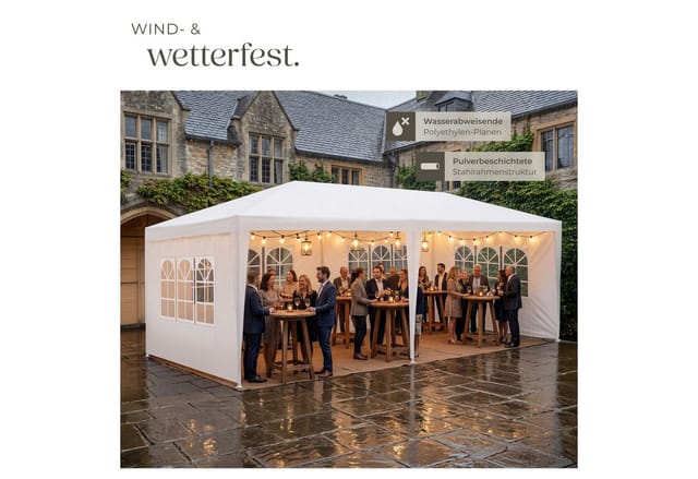 tectake® Pavillon, 6 x 3 m, im Stecksystem, mit UV-Schutz, wasserdicht