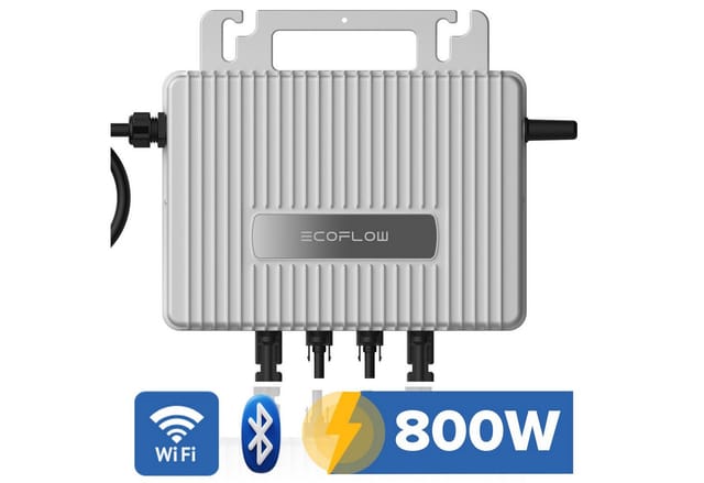 SUNNIVA® 1800W Balkonkraftwerk 800W komplett Steckdose - Ecoflow Stream 800W Wechselrichter - PV Solaranlage Komplettset - 4x 450W (1800W) Solarmodule - inkl. 5m Kabel - Bluetooth, WIFI