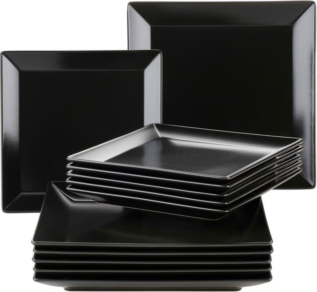 Mäser Teller-Set, Porzellan Manhattan City Schwarz