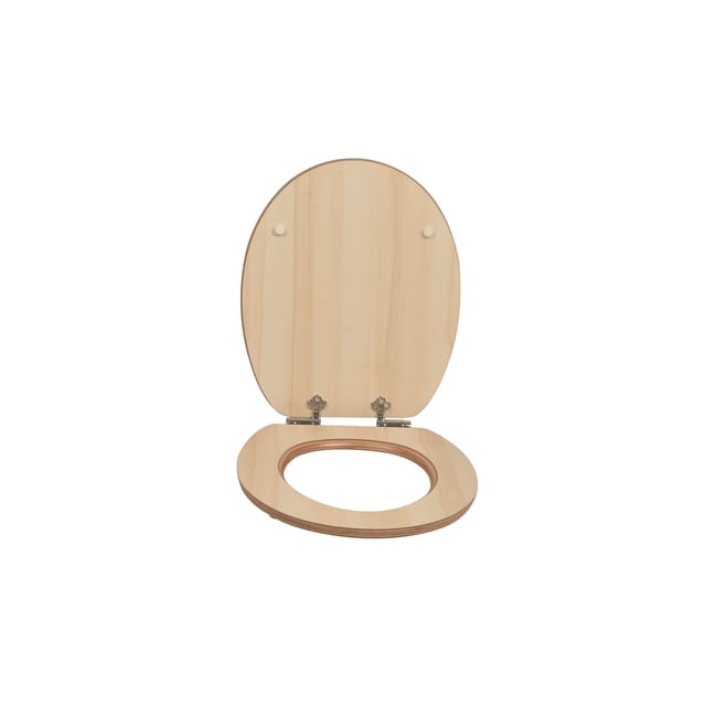 sanicomfort WC Sitz Maple matt lackiert , MDF Holzkern, mit Absenkautomatik, Toilettensitz mit Klodecken, Klobrille und Deckel, verchromte Metallscharniere, einfache Montage