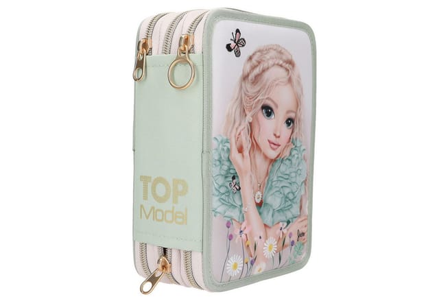 Depesche 3-Fach Federtasche mit Stickerei SUMMER FEELING inkl. Stifte TOPModel 7,5 x 13 x 20 cm